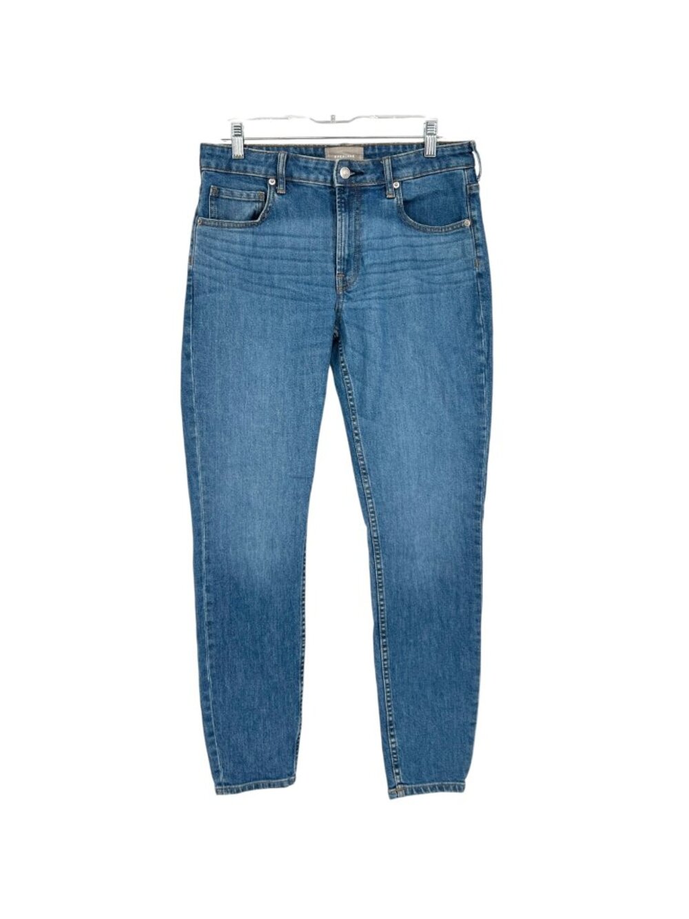 Everlane Mid Rise Straight Jeans Medium Wash Blue Denim Size 30 Tall